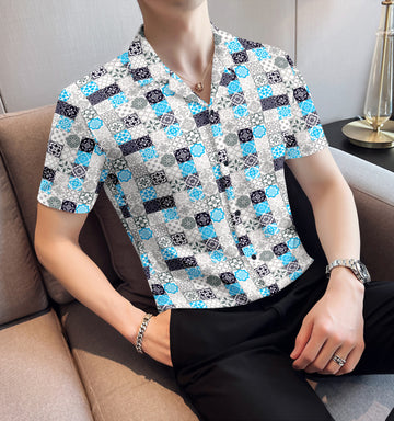 Square Design Shirt With Revere Collar