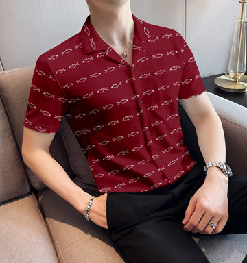 Fishy Embroidered Casual Half Sleeve Shirt