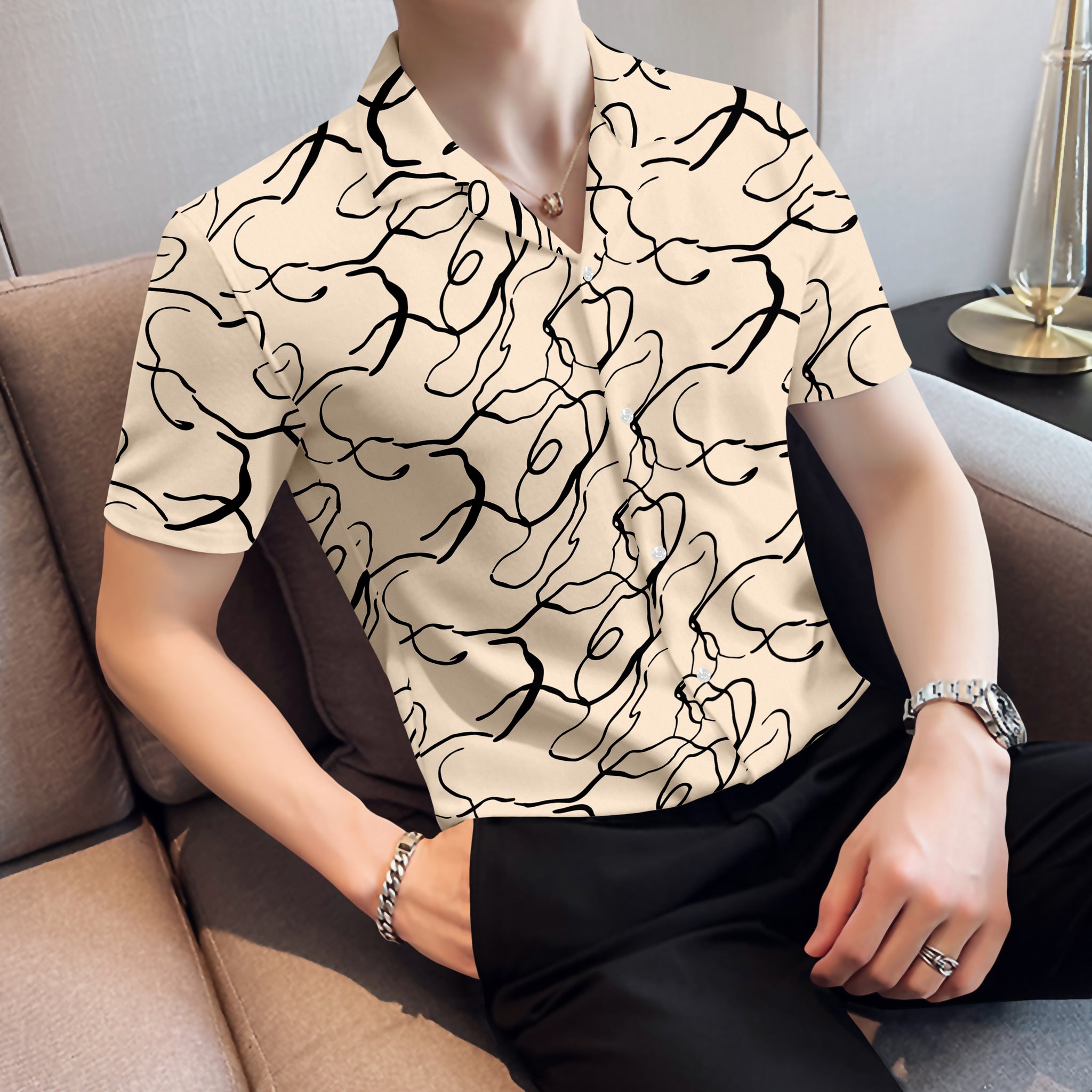 Buttermilk Aesthetic Half Sleeve Shirt With Revere Collar